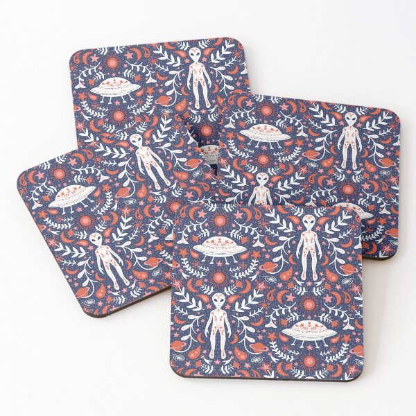 Item preview, Folk Art Alien in Navy, Red & White designed and sold by somecallmebeth.