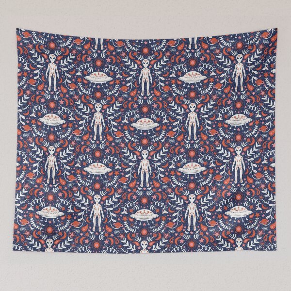 Item preview, Folk Art Alien in Navy, Red & White designed and sold by somecallmebeth.