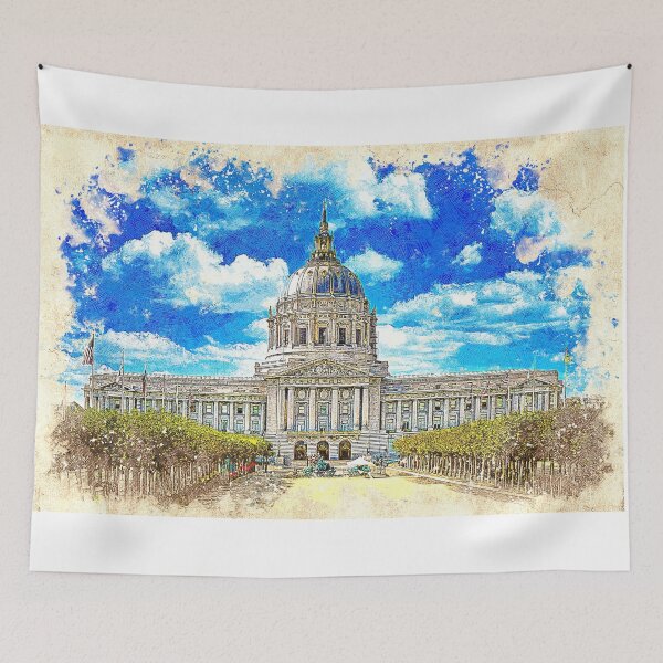 Item preview, San Francisco City Hall - colored drawing designed and sold by NickoPrints.