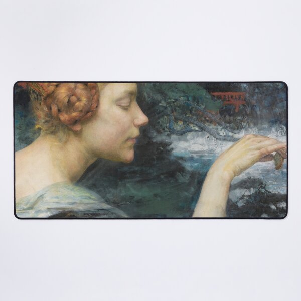 Item preview, Young Woman with Swans by Edgar Maxence  - Vintage Art designed and sold by RickE.