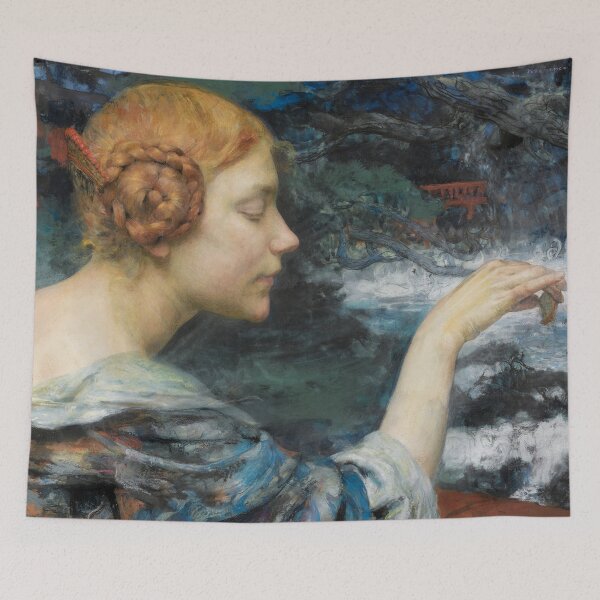Item preview, Young Woman with Swans by Edgar Maxence - Vintage Art designed and sold by RickE.