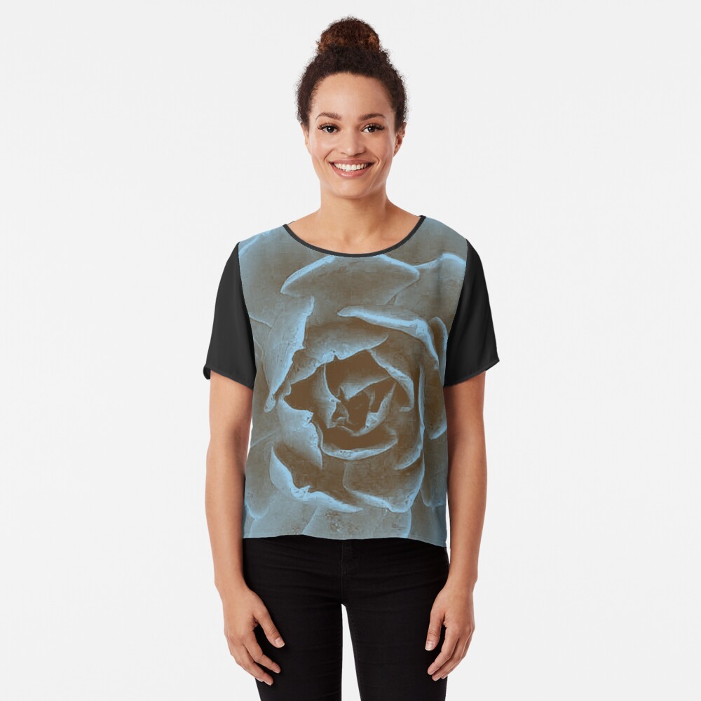 Blue Flower Chiffon Top