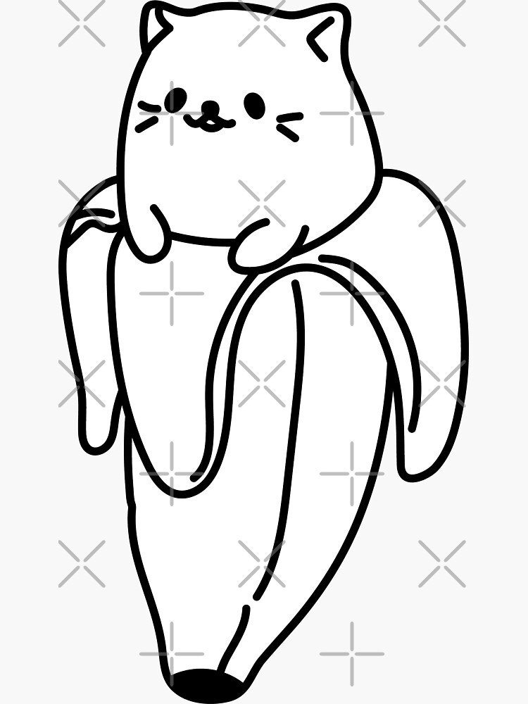 "Banana cat black and white" Sticker by CHVRDesing Redbubble