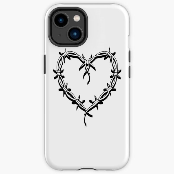 Corazón de alambre desnudo negro Karol G Funda resistente para iPhone