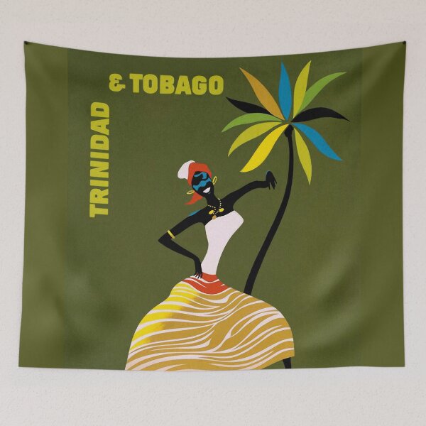 Item preview, Vintage Trinidad and Tobago Caribbean woman travel advert designed and sold by Glimmersmith.