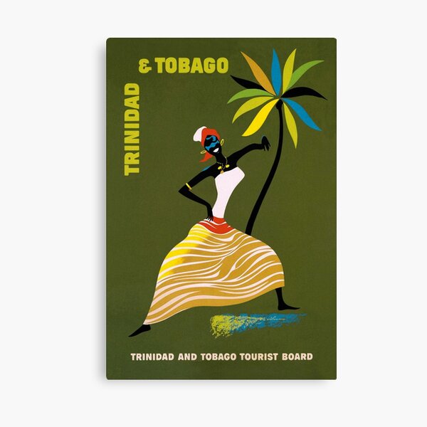 Item preview, Vintage Trinidad and Tobago Caribbean woman travel advert designed and sold by Glimmersmith.