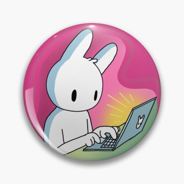 Artikelvorschau, Süßer Hase auf dem Computer entworfen und verkauft von CoyoteMoss2.