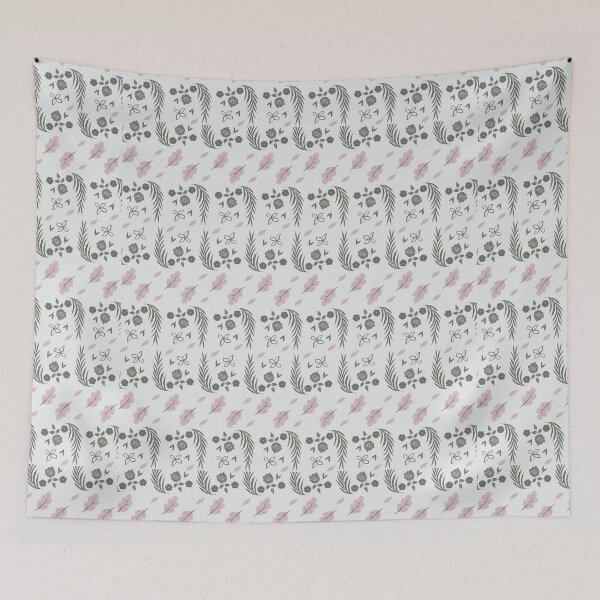 Item preview, Batik grey and pink flower, leaf - Batiks designed and sold by Heavdaiin.