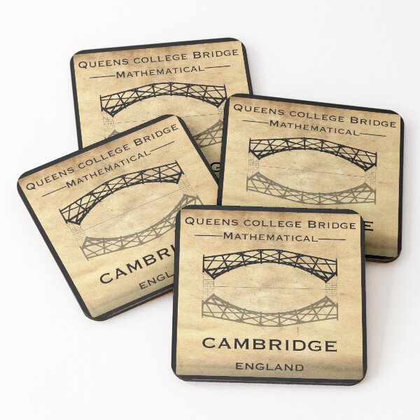 Item preview, Cambridge Queens College Mathematical bridge in Ink with an old paper background  designed and sold by Elizabeth-Banks.