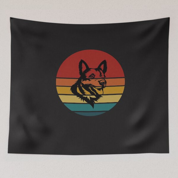 Item preview, A vintage sunset  Alsatian design. A retro german shepherd gift for dog lovers everywhere. designed and sold by Doggymadness.
