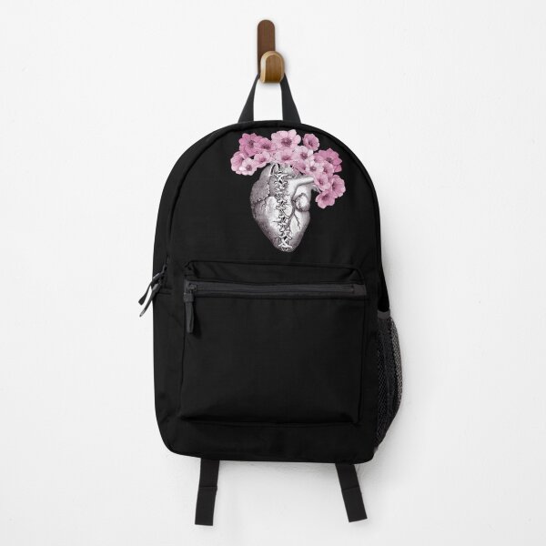Item preview, Broken heart, human heart illustration art, laces, pink anemones, tied heart, sewn heart designed and sold by Collagedream.