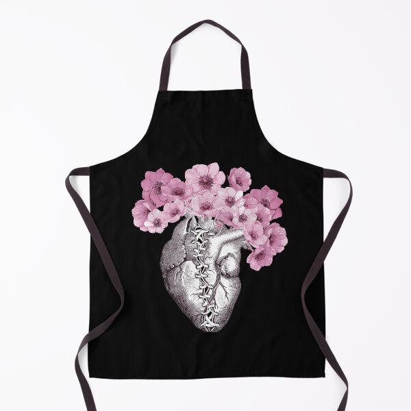 Item preview, Broken heart, human heart illustration art, laces, pink anemones, tied heart, sewn heart designed and sold by Collagedream.