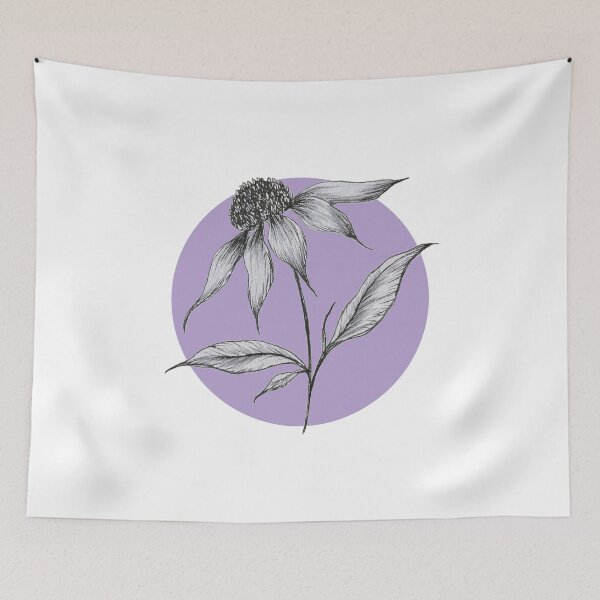 Item preview, Handdrawn Wildflower/ Echinacea/ Coneflower with lilac background designed and sold by artbyminakshi.