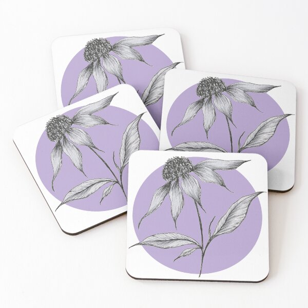 Item preview, Handdrawn Wildflower/ Echinacea/ Coneflower with lilac background designed and sold by artbyminakshi.