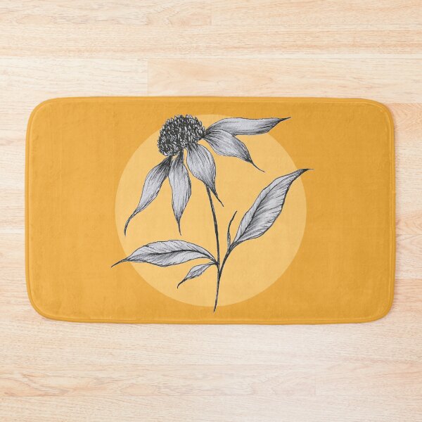 Item preview, Handdrawn Wildflower/ Echinacea/ Coneflower with yellow/mustard background designed and sold by artbyminakshi.