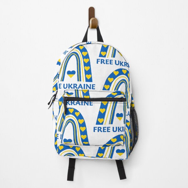 Item preview, Free Ukraine Ukrainian rainbow flag with hearts designed and sold by Yasminepatterns .