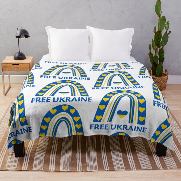 Item preview, Free Ukraine Ukrainian rainbow flag with hearts designed and sold by Yasminepatterns .