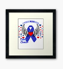 I wear blue for colon cancer awereness shirt Framed Print