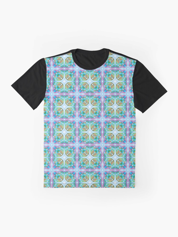 Thumbnail 4 von 5, Grafik T-Shirt, Kachelmuster türkis designt und verkauft von Raduna.