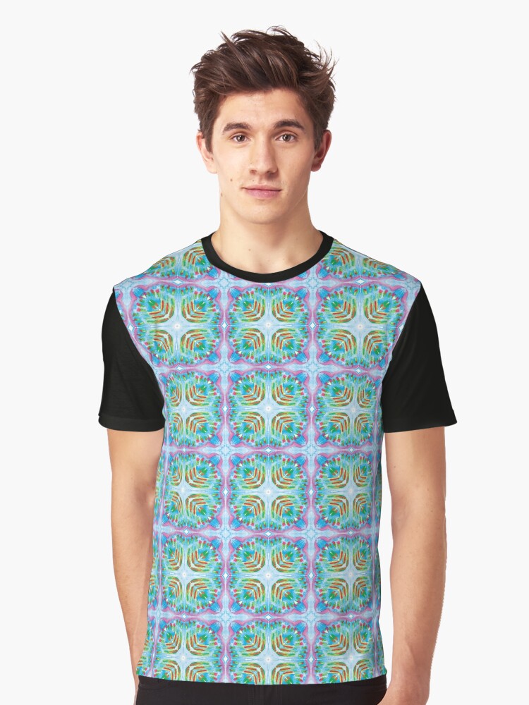 Thumbnail 1 von 5, Grafik T-Shirt, Kachelmuster türkis designt und verkauft von Raduna.
