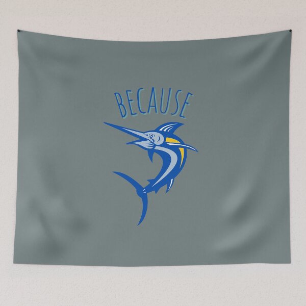 Item preview, Because Marlin Design Aqua Blue Yellow designed and sold by ladytarleton.