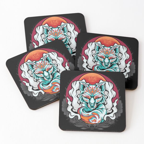 Item preview, Japanese Art Folklore Kitsune Fox designed and sold by Uppercase Tees.