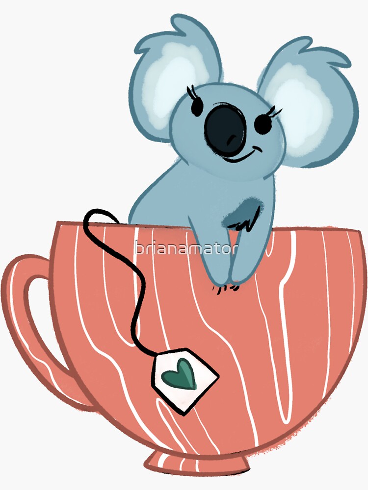"Koala Tea Artwork" Sticker by brianamator Redbubble