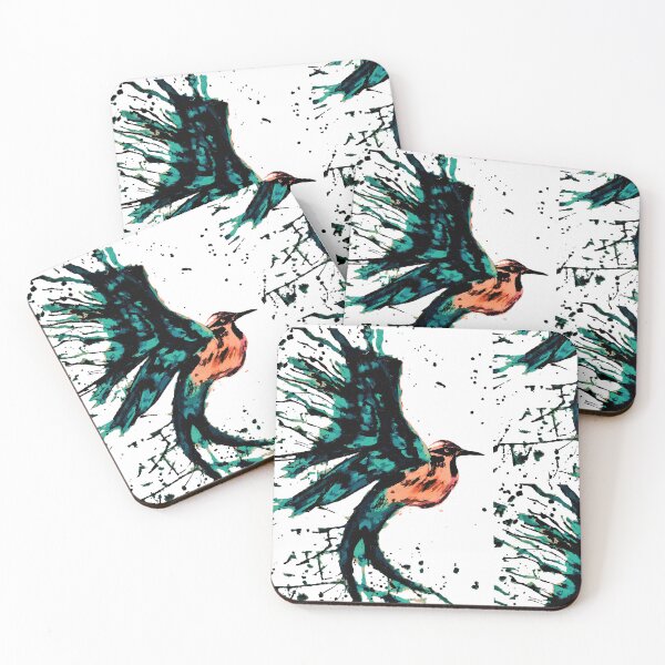 Item preview, watercolor blue green reddish bird designed and sold by XXgooddeedXX.