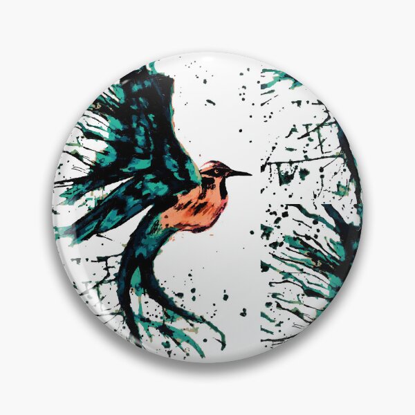 Item preview, watercolor blue green reddish bird designed and sold by XXgooddeedXX.