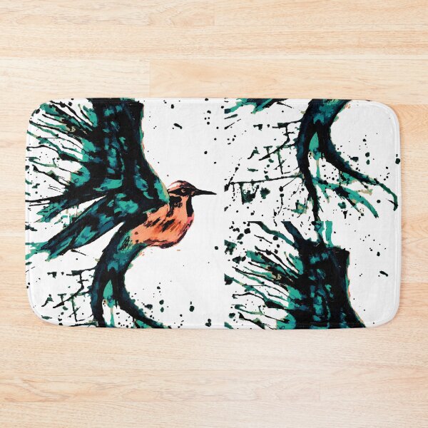 Item preview, watercolor blue green reddish bird designed and sold by XXgooddeedXX.