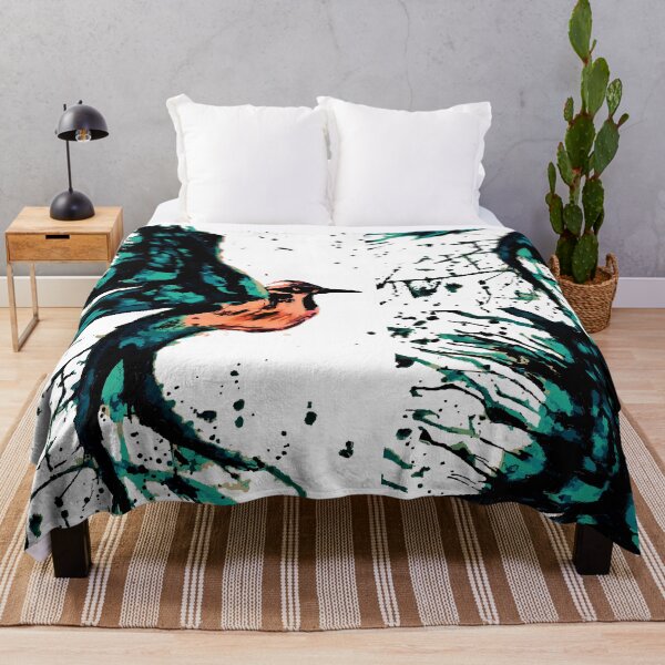 Item preview, watercolor blue green reddish bird designed and sold by XXgooddeedXX.