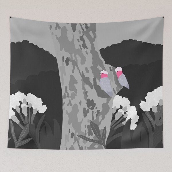 Item preview, Two Pink Galahs on Black and White designed and sold by Digitaldingo.