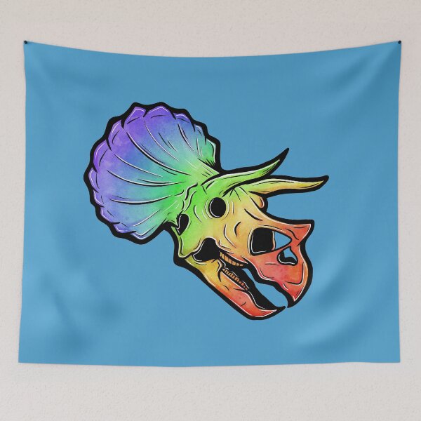Item preview, Rainbow Watercolor Triceratops Skull designed and sold by Royal Dragon Art .