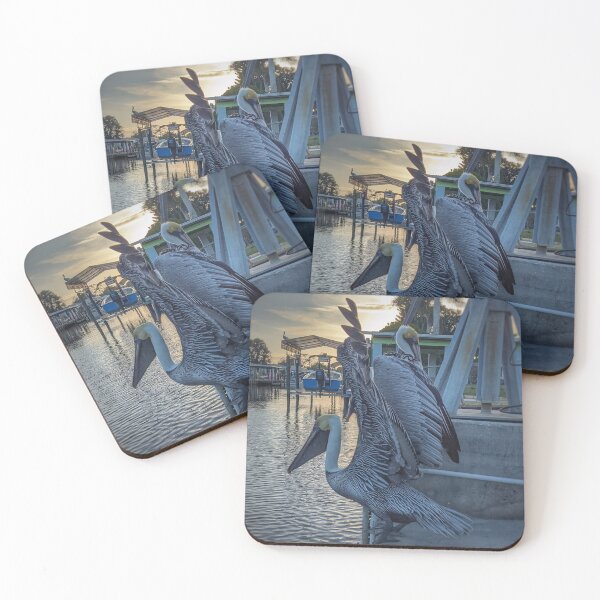 Item preview, Sunset Pelicans On The Dock designed and sold by Barbara Espinosa.