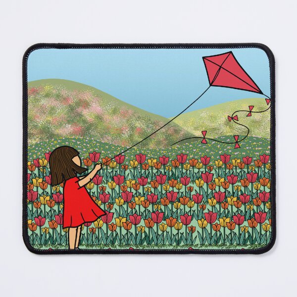 Item preview, Young Girl Flying Kite Tulip Field Spring Season. designed and sold by Nalidsa Sukprasert.