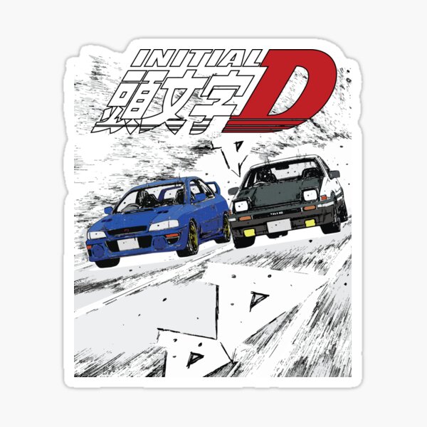 Initial D - Mountain Drift Racing Tandem Takumi Fujiwara AE86 vs Bunta Fujiwara GC8 Chase Sticker