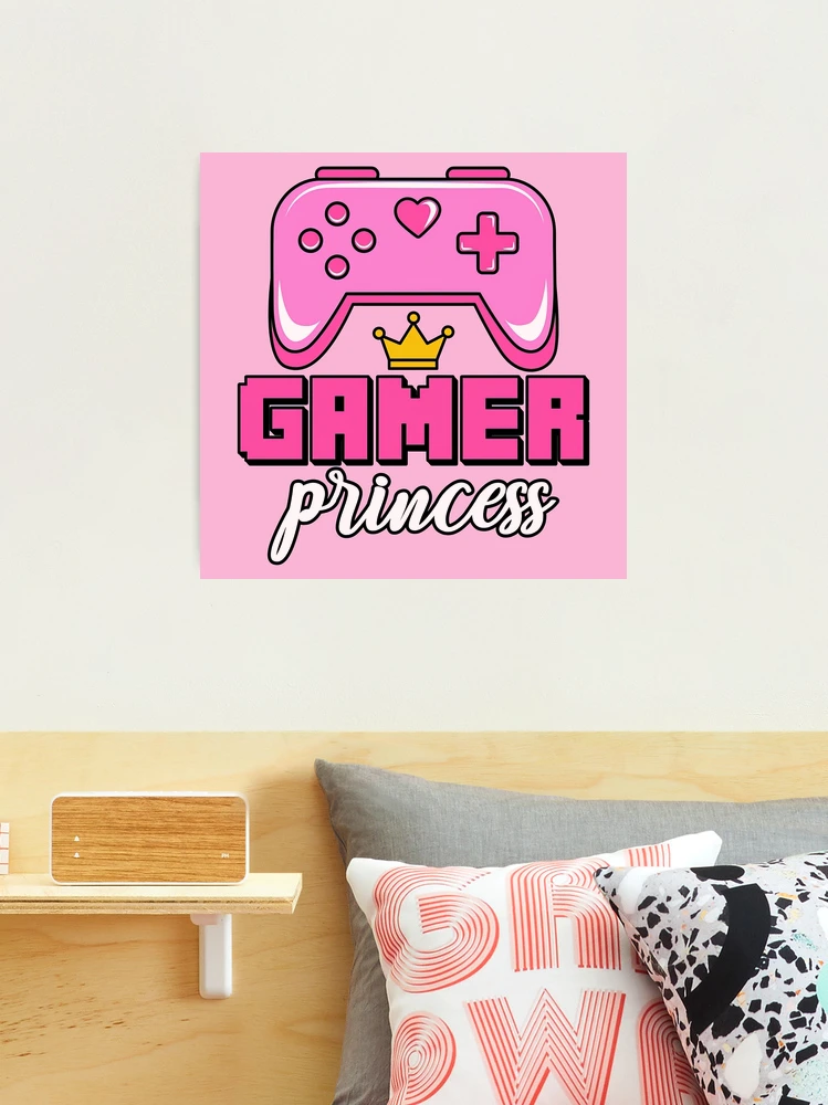 Vinyl Wall Decal Joystick Gamer Queen Crown Girl Play Room