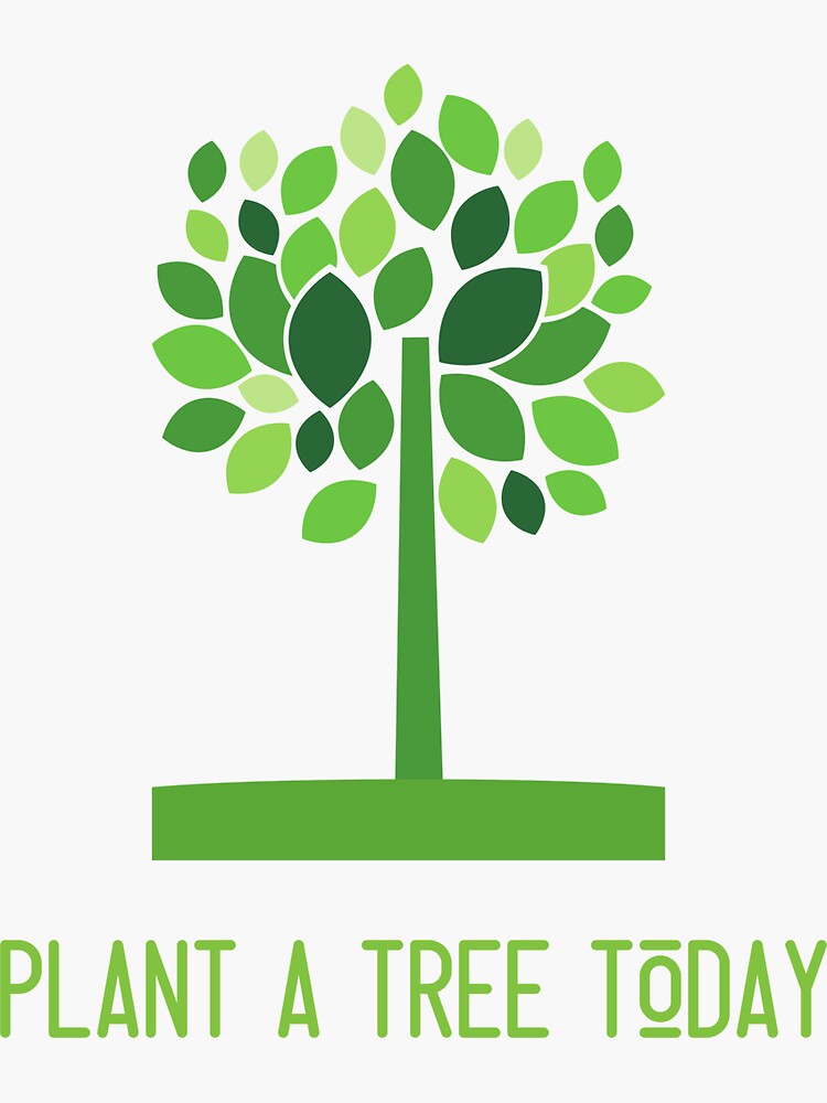 "Plant a tree today illustration" Sticker by Cap4tees Redbubble