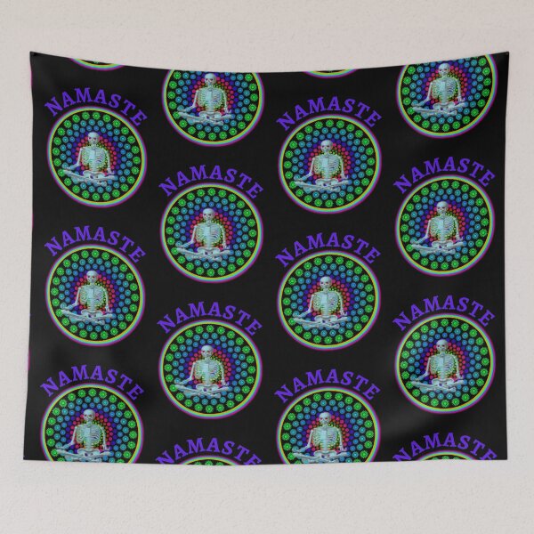 Item preview, Colorful Pop Art Meditating Skeleton  designed and sold by WoodburyLake.
