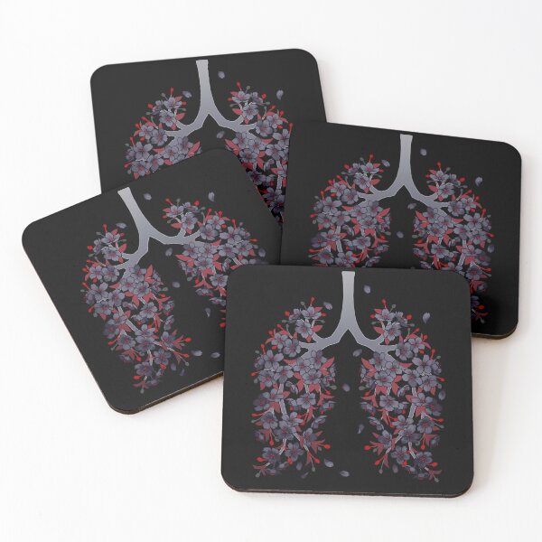 Item preview, Black Sakura Hanahaki cherry blossom floral lungs | on black designed and sold by arterialmotive.