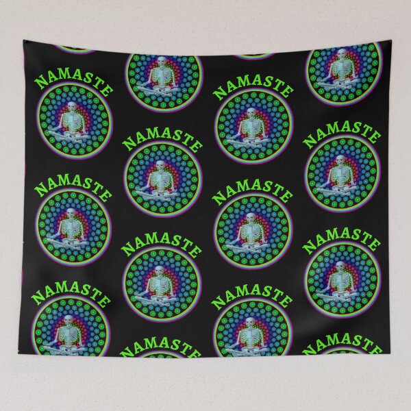 Item preview, Colorful Pop Art Meditating Skeleton  designed and sold by WoodburyLake.
