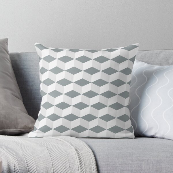 Pastel Gray, Light Gray Geometric Pattern Throw Pillow