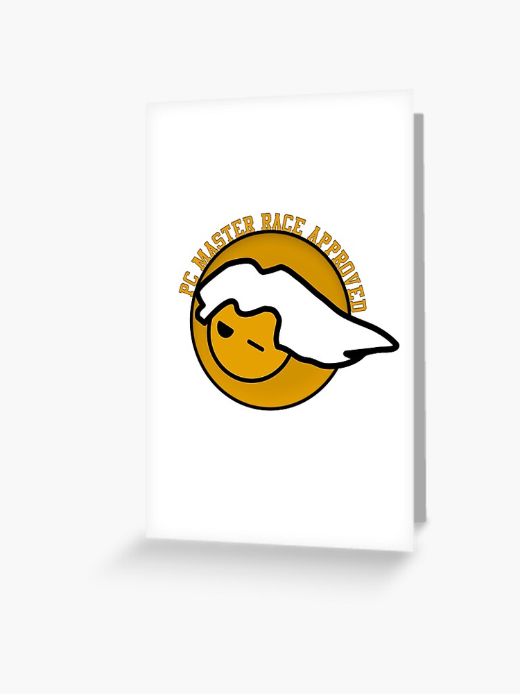 Pc Master Race Approved Sticker Greeting Card By Liquidbass Redbubble - found this in roblox pcmasterrace