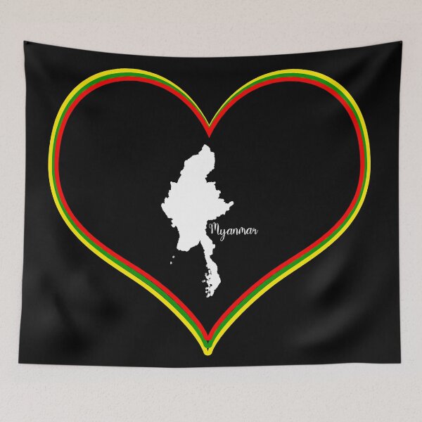 Item preview, Black Heart Map Myanmar (Burma) designed and sold by Astralia.