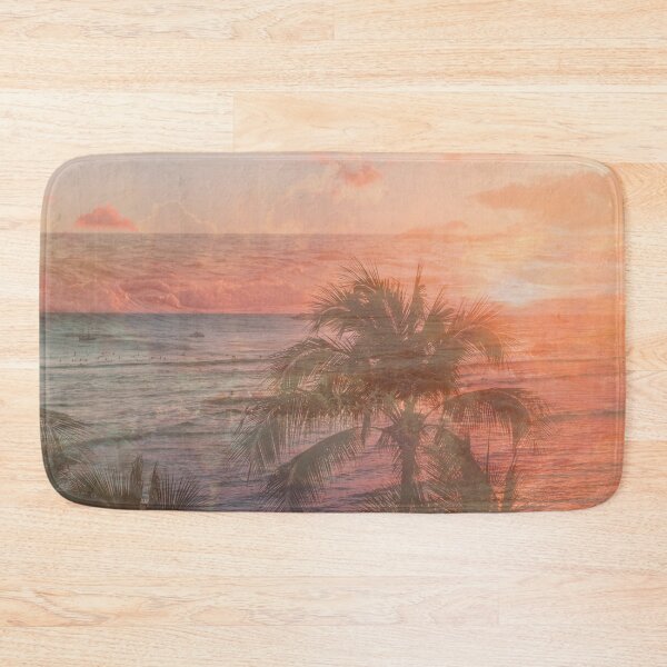 Item preview, orange sunset beach palm tree pattern designed and sold by Beeroclock.