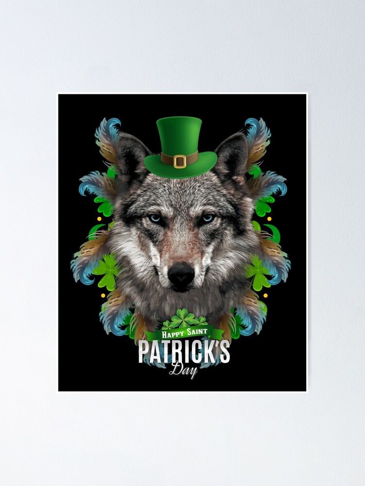 Póster «Tribu irlandesa del lobo del trébol de San Patricio del día de San  Patricio» de Barnissim | Redbubble