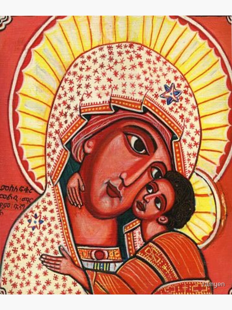 Ethiopian Traditional Art Merry And Jesus Christ Poster By Ramyen   Flat,750x,075,f Pad,750x1000,f8f8f8 