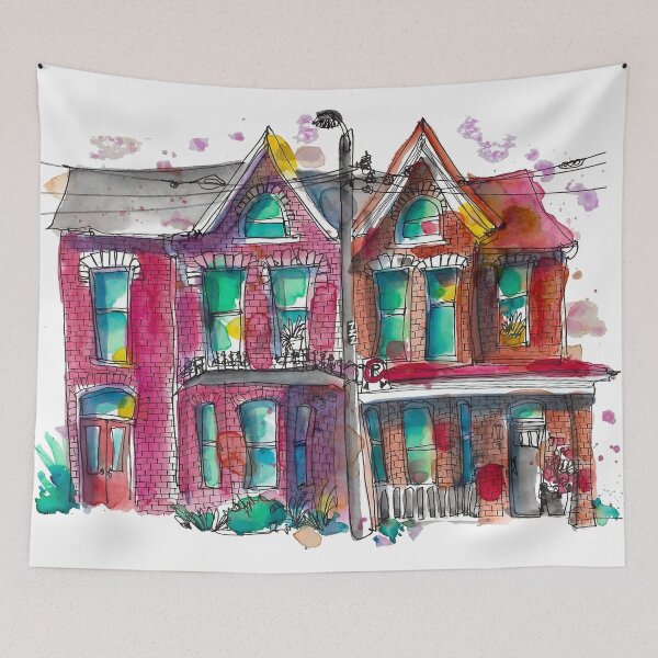 Item preview, An Old Houses in Toronto Watercolor Painting designed and sold by TeeBruh.