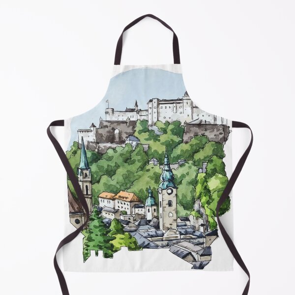 Item preview, Mönchsberg in Salzburg Landscape City View Wall Art Watercolor Painting designed and sold by TeeBruh.