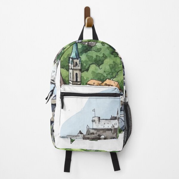 Item preview, Mönchsberg in Salzburg Landscape City View Wall Art Watercolor Painting designed and sold by TeeBruh.